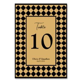 Tarjeta De Mesa Boda de oro negro simple y moderno