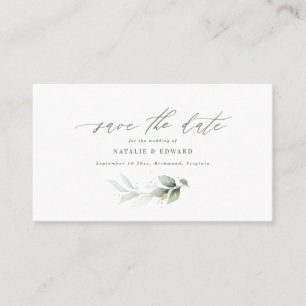 Tarjeta De Mesa Boda de oro verde de Eucalyptus sage salva la fech