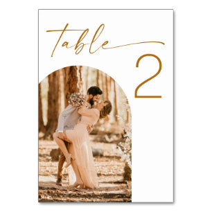 Tarjeta De Mesa Boda de Otoño Arco Moderno de Doble Cara para Fo