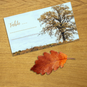 Tarjeta De Mesa Boda de otoño bajo un roble rústico