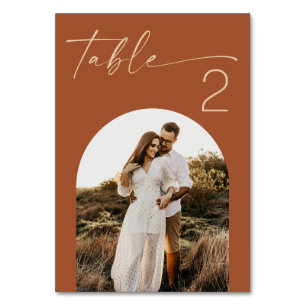 Tarjeta De Mesa Boda de Otoño con Terracota Cálida Foto Moderna