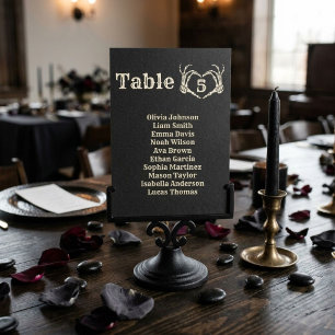 Tarjeta De Mesa Boda de otoño de Halloween Mano corazón de cráneo