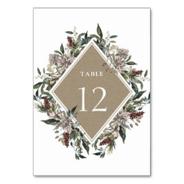 Tarjeta De Mesa Boda de Otoño e Invierno con Floral Rústico