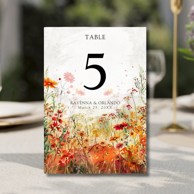 Tarjeta De Mesa Boda de Otoño en Pradera de Flores Silvestres Rúst (Subido por el creador)