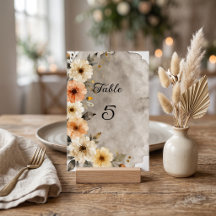 Boda de otoño floral gris crema acuarela naranja