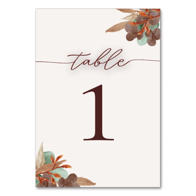 Tarjeta De Mesa Boda de otoño moderno Número de tablas (Anverso)