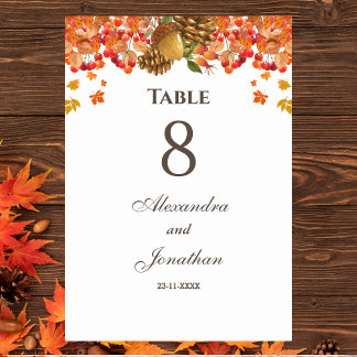 Tarjeta De Mesa Boda de otoño rústica