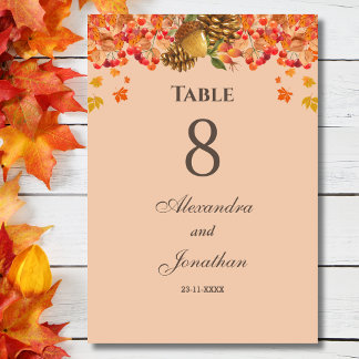 Tarjeta De Mesa Boda de otoño rústica