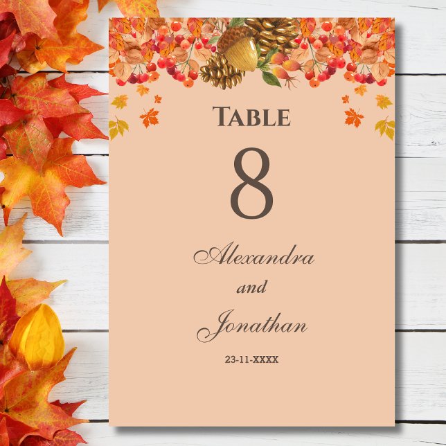 Tarjeta De Mesa Boda de otoño rústica (Subido por el creador)
