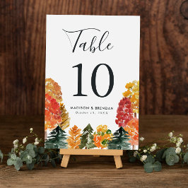 Tarjeta De Mesa Boda de Otoño Rústico en el Bosque