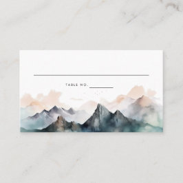 Tarjeta De Mesa Boda de paisaje de montaña acuático moderno