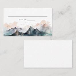 Tarjeta De Mesa Boda de paisaje de montaña acuático moderno