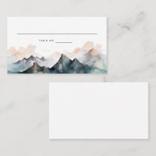 Tarjeta De Mesa Boda de paisaje de montaña acuático moderno