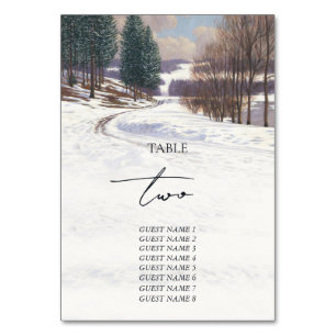 Tarjeta De Mesa Boda de paisaje de nieve de invierno acuarela