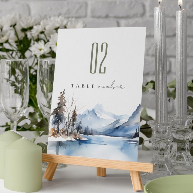 Tarjeta De Mesa Boda de paisajes de nieve de invierno de Mountain  (Subido por el creador)