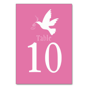 Tarjeta De Mesa Boda de pájaro de paloma blanca números de tabla d