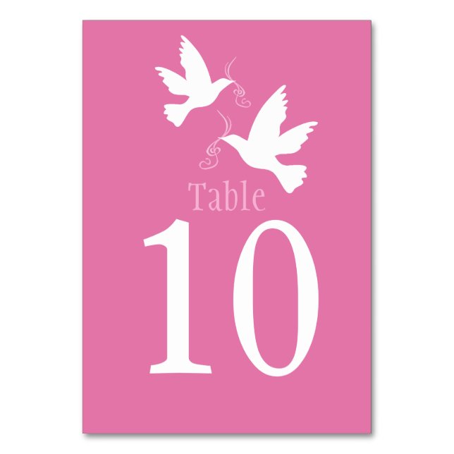 Tarjeta De Mesa Boda de pájaro palomas blancas número de tabla de  (Reverso)