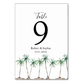 Tarjeta De Mesa Boda de Palma de Acuarela Moderna