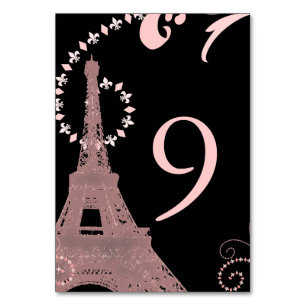 Tarjeta De Mesa boda de parís vintage de torre de eiffel rosa negr