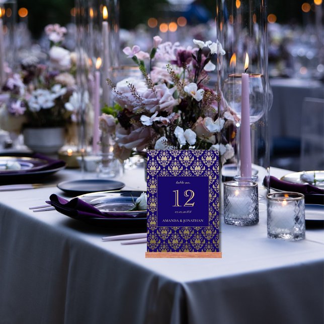 Tarjeta De Mesa Boda de patrón violeta violeta morado y dorado (Subido por el creador)