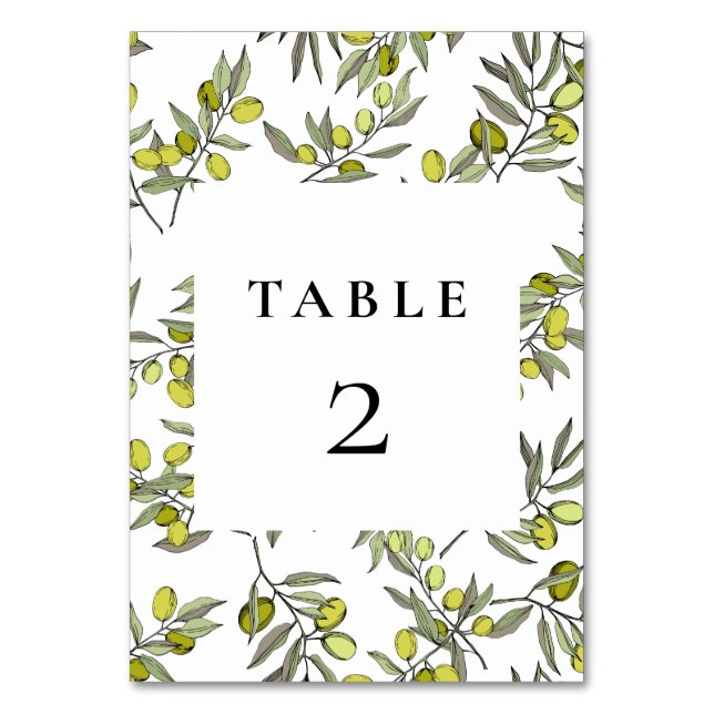 Tarjeta De Mesa Boda de patrones de ramas oleícolas (Anverso)