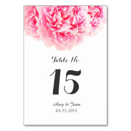 Tarjeta de mesa boda de peones rosados peony3