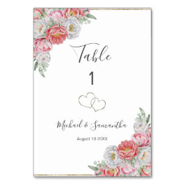 Tarjeta De Mesa Boda de Peonía Rosa y Blanca