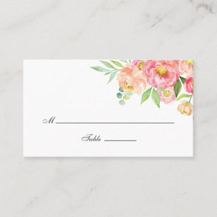 Tarjeta De Mesa Boda de peonías al acuarela