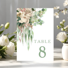 Tarjeta De Mesa Boda de peonías florales elegantes
