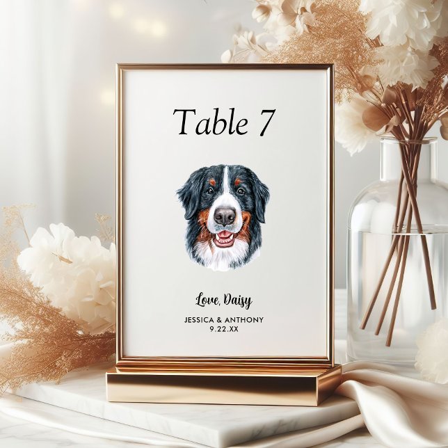 Tarjeta De Mesa Boda de perro acuarela moderna simple  (Subido por el creador)