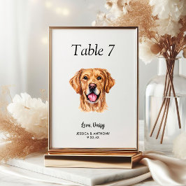 Tarjeta De Mesa Boda de perro acuarela moderna simple