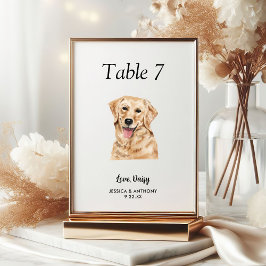 Tarjeta De Mesa Boda de Perro Acuarela Moderna Simple