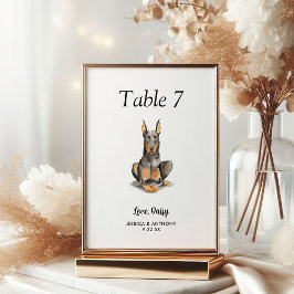Tarjeta De Mesa Boda de perro acuarela moderna simple