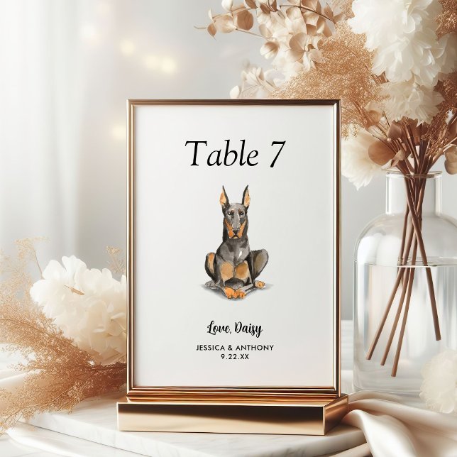 Tarjeta De Mesa Boda de perro acuarela moderna simple  (Subido por el creador)