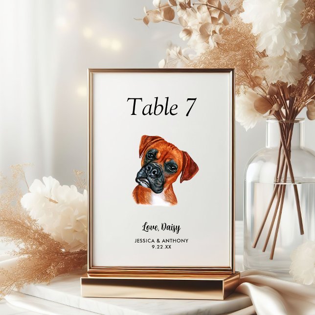 Tarjeta De Mesa Boda de perro acuarela moderna simple  (Subido por el creador)