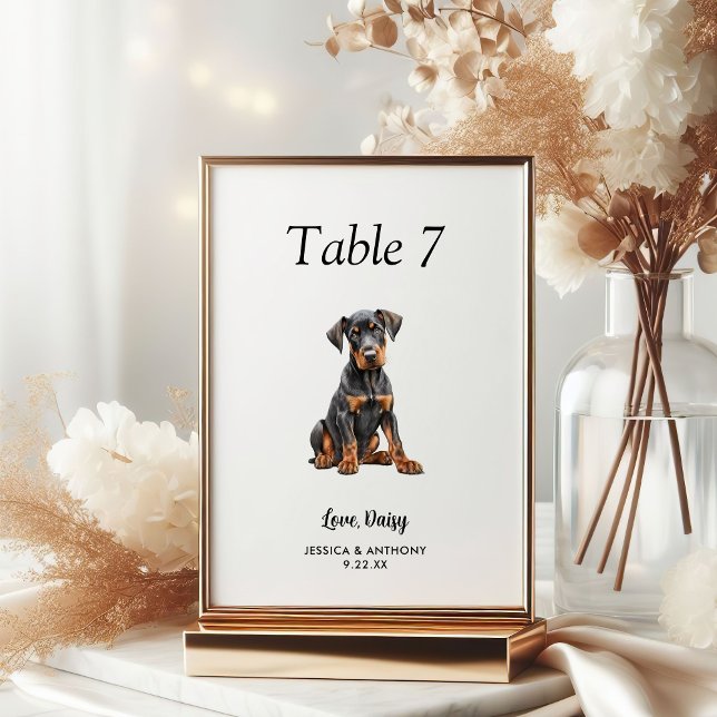 Tarjeta De Mesa Boda de perro acuarela moderna simple  (Subido por el creador)