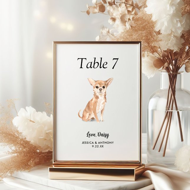 Tarjeta De Mesa Boda de perro acuarela moderna simple  (Subido por el creador)