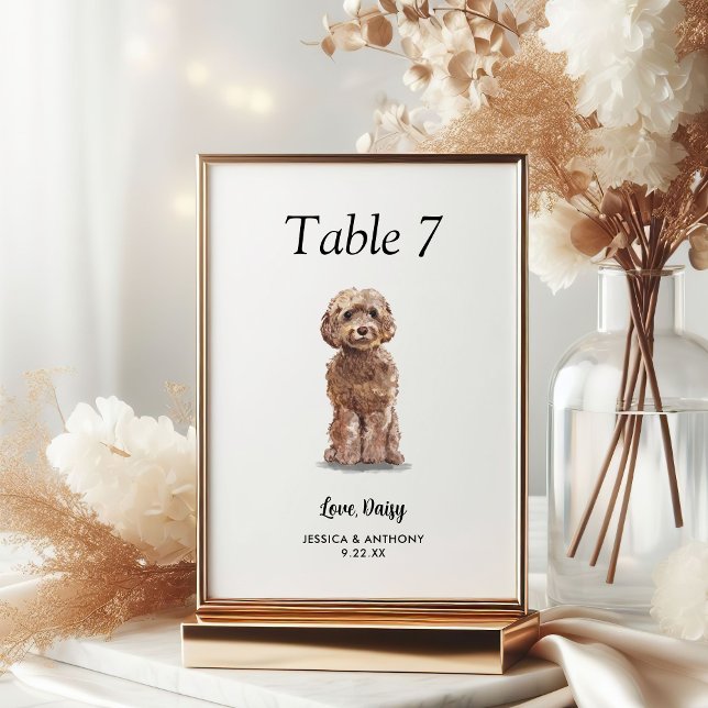 Tarjeta De Mesa Boda de perro acuarela moderna simple  (Subido por el creador)