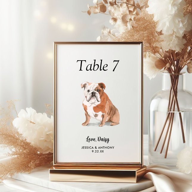 Tarjeta De Mesa Boda de perro acuarela moderna simple  (Subido por el creador)