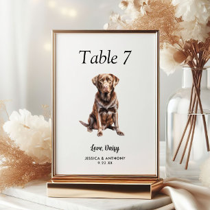 Tarjeta De Mesa Boda de perro acuarela moderna simple 