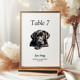 Tarjeta De Mesa Boda de perro acuarela moderna simple