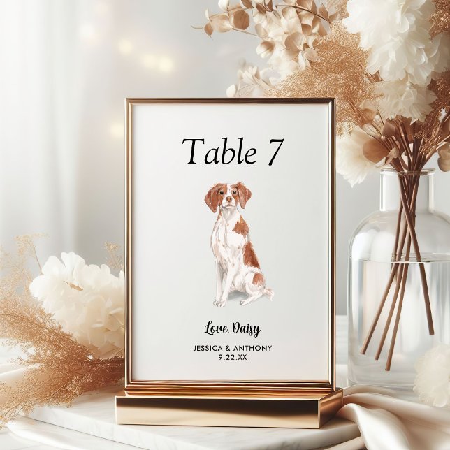 Tarjeta De Mesa Boda de perro acuarela simple moderna  (Subido por el creador)