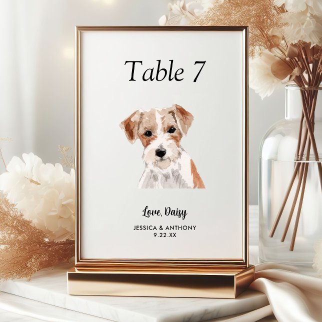 Tarjeta De Mesa Boda de perro acuarela simple moderna  (Subido por el creador)