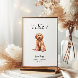 Tarjeta De Mesa Boda de perro de acuarela moderna simple