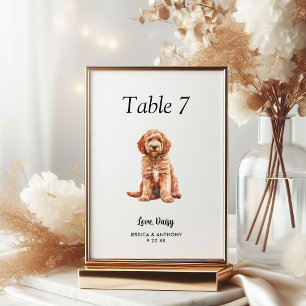 Tarjeta De Mesa Boda de perro de acuarela moderna simple 