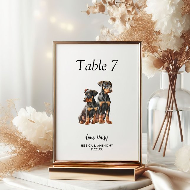 Tarjeta De Mesa Boda de perro de acuarela moderna simple  (Subido por el creador)