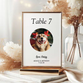 Tarjeta De Mesa Boda de Perro Foto Simple en Blanco y Negro