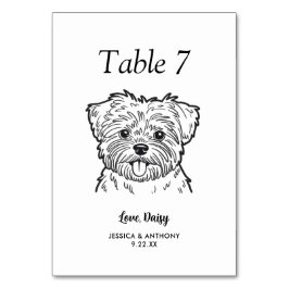 Tarjeta De Mesa Boda de Perro Simple en Blanco y Negro