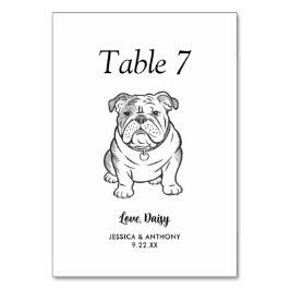 Tarjeta De Mesa Boda de Perro Simple en Blanco y Negro