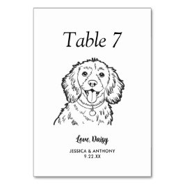 Tarjeta De Mesa Boda de Perro Simple en Blanco y Negro